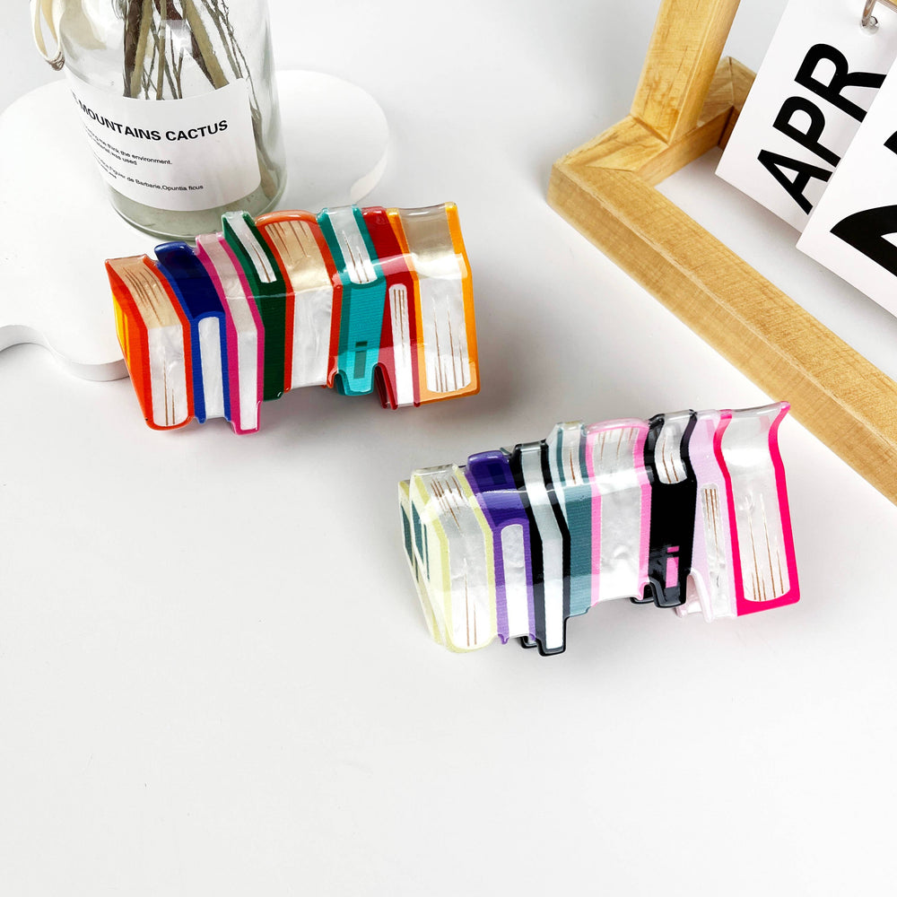 Hair Clip - Books Stacked