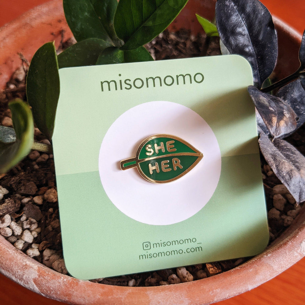 Enamel Pin - Pronoun Leaf (She/Her)