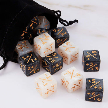 Counter Dice Set - Black/White/Gold (8)