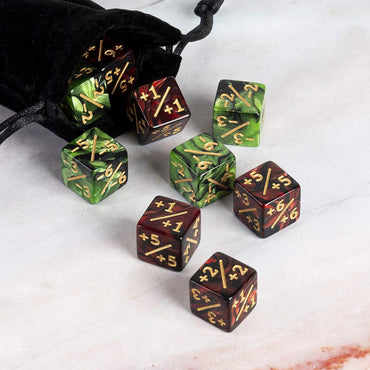 Counter Dice Set - Red/Green/Black (8)