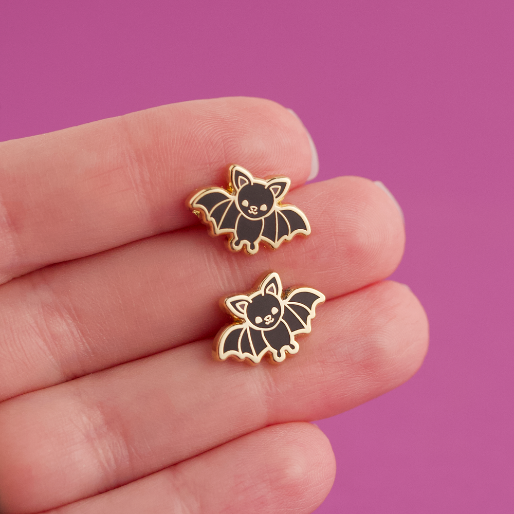 Enamel Earrings - Bitty Bat