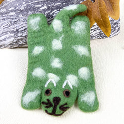 Animal Rug Coaster - Green Cat