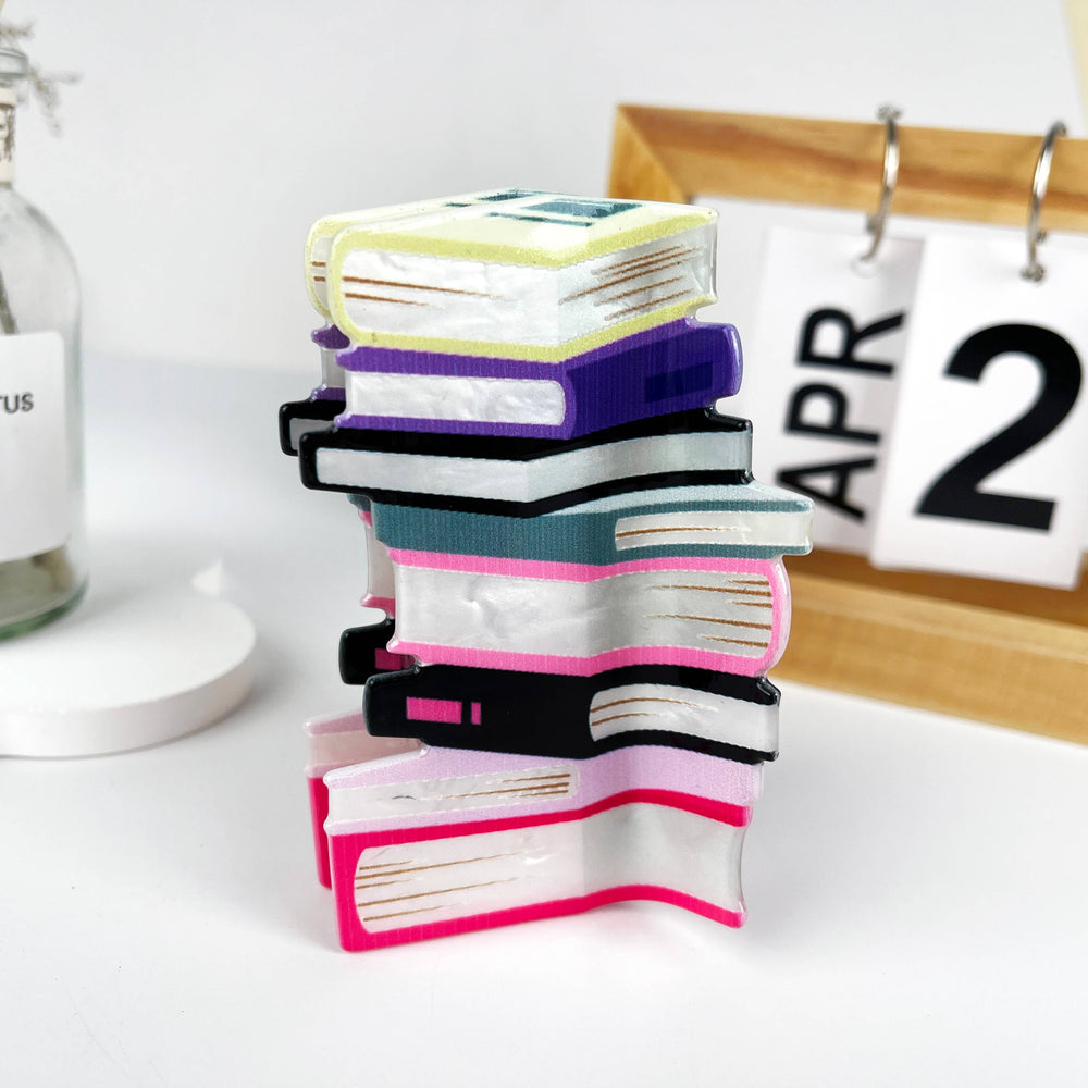 Hair Clip - Books Stacked