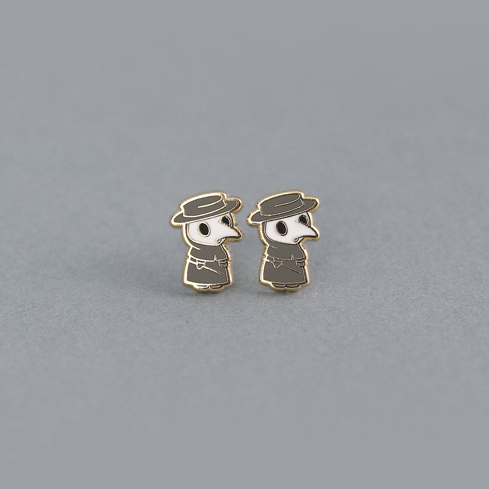 Enamel Earrings - Plague Doctor