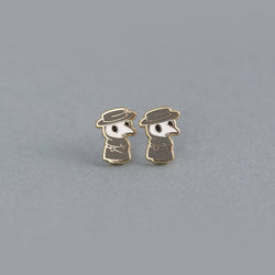 Enamel Earrings - Plague Doctor