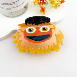 Hair Clip - Fuzzy Orange Monster