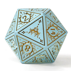 Metal RPG Dice Set - Druid Pale Cyan & Gold