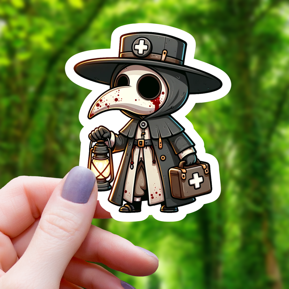 Vinyl Sticker - Chibi Plague Doctor with Lantern