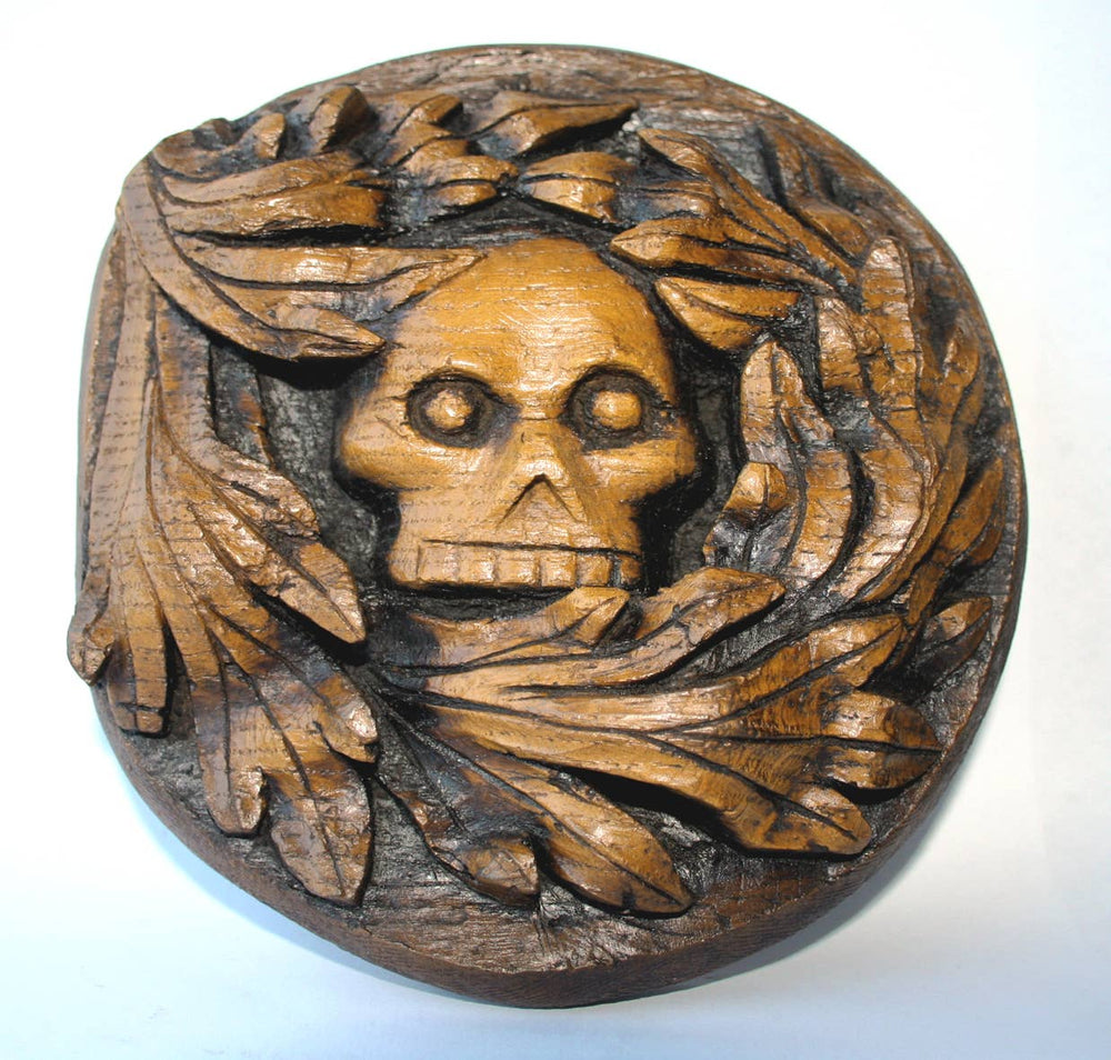 Reproduction Medieval Carving - Green Man Skull