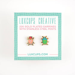 Enamel Earrings - Beetle
