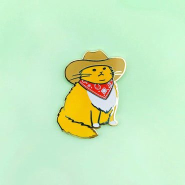 Cowboy Cat Enamel Pin - Meowdy: Orange