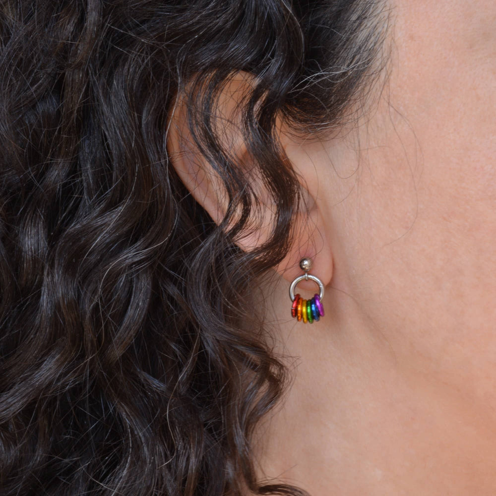 Pridemaille Tiny Hoop Earring - LGBTQ Rainbow