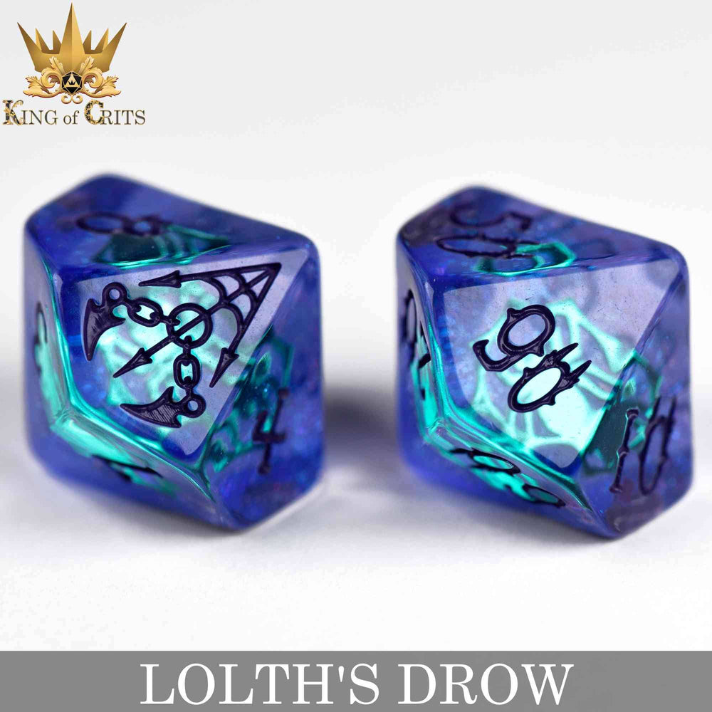King of Crits Dice Set - Lolth's Drow (11-Piece)