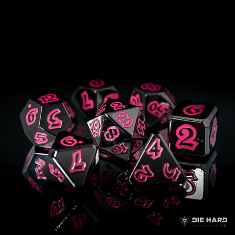 Metal RPG Dice Set - Lumina Death Blossom (7-Piece)