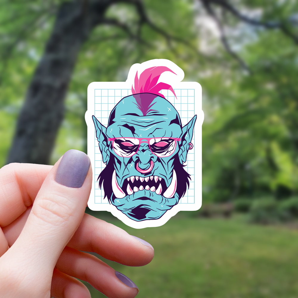 Vinyl Sticker - Vaporwave Orc Tabletop RPG