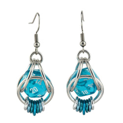 Chainmaille D20 Earrings - Ombre Red