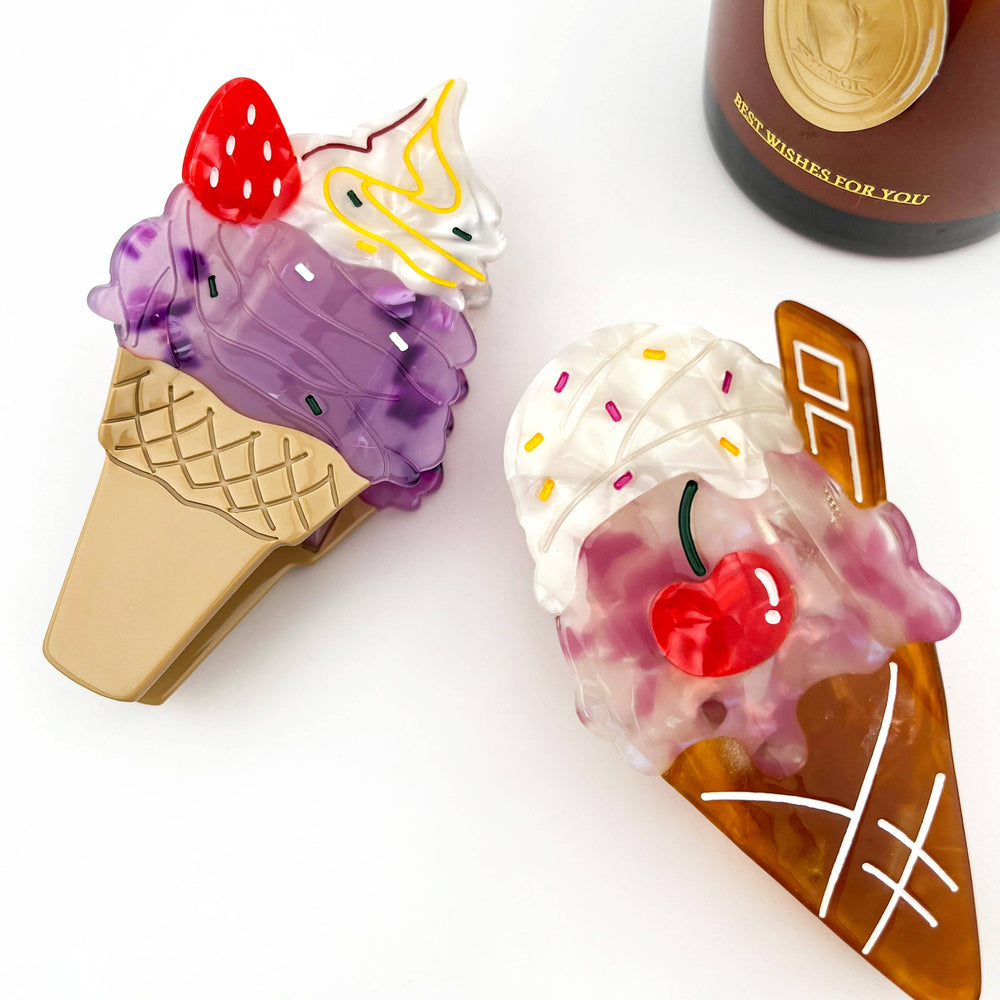 Hair Clip - Cherry Ice Cream