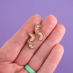 Enamel Earrings - Earthworm