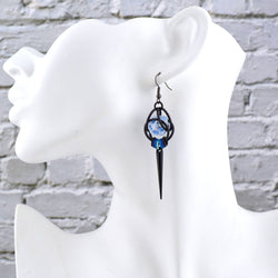 Chainmaille D20 Earrings - Black Gunmetal Spike