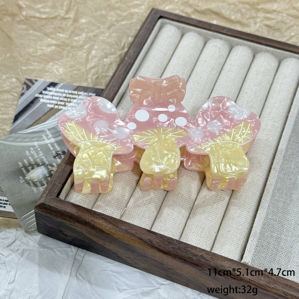 Hair Clip - Colorful Triple Mushroom
