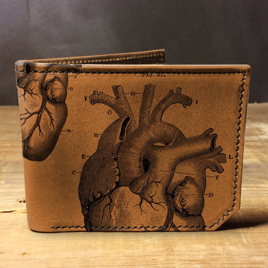 Leather Wallet - Anatomical Heart (Brown)