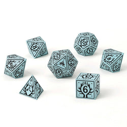 Metal RPG Dice Set - Druid Class (Pale Cyan w/Black)