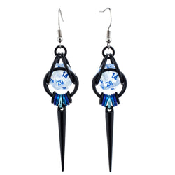 Chainmaille D20 Earrings - Black Gunmetal Spike