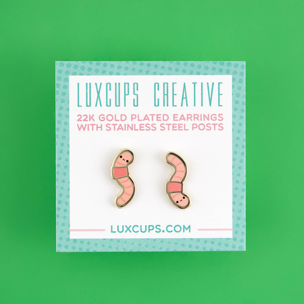 Enamel Earrings - Earthworm