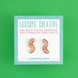 Enamel Earrings - Earthworm