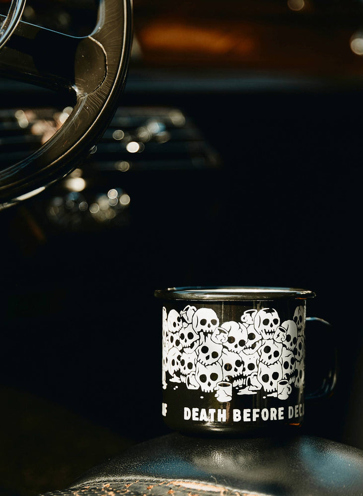 Enamel Mug - Death Before Decaf