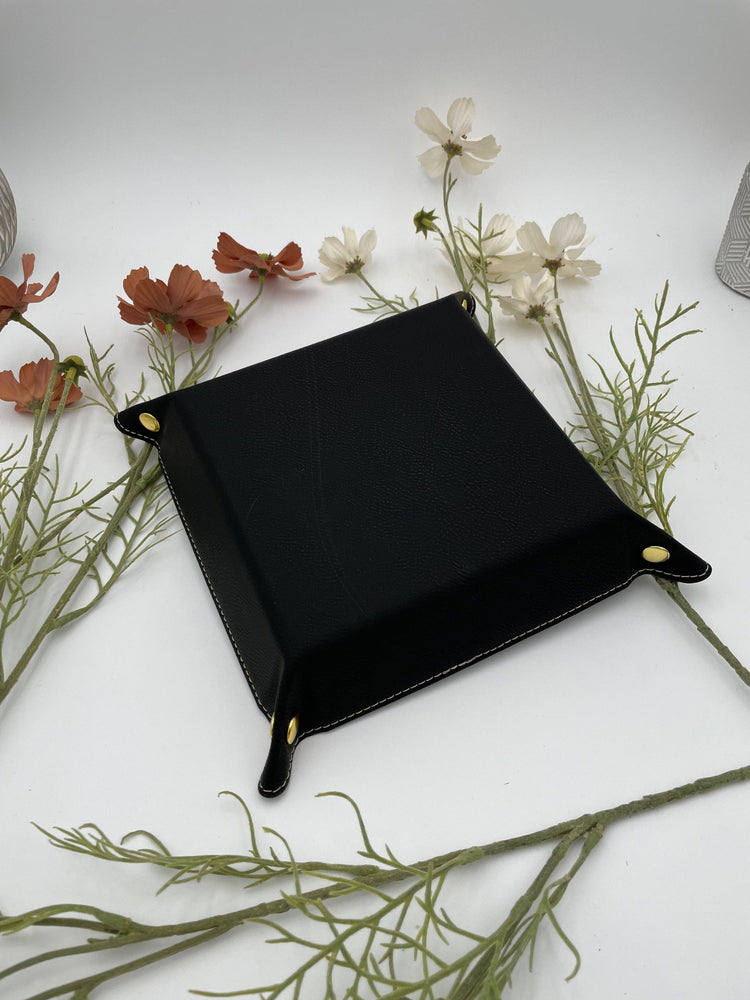 Vegan Leather Dice Tray - Gilded D20
