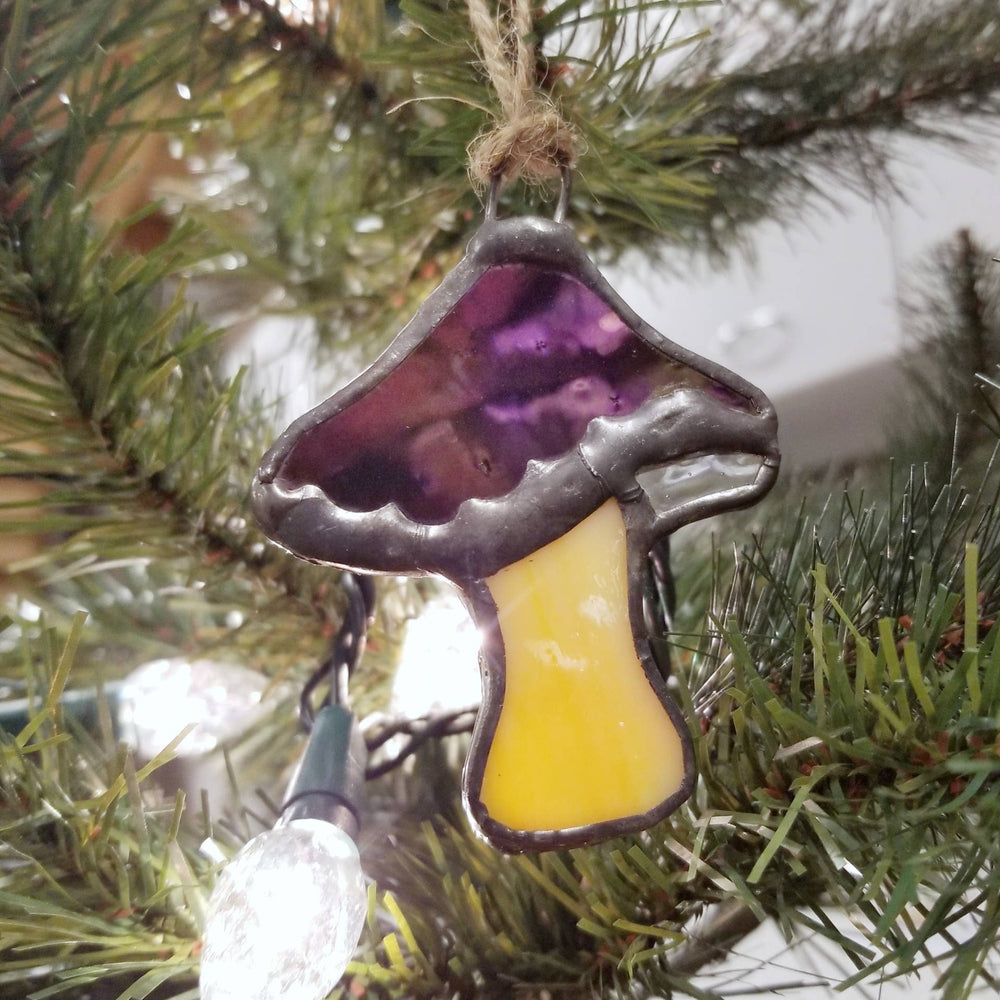 Stained Glass Ornament - Mushroom: Red
