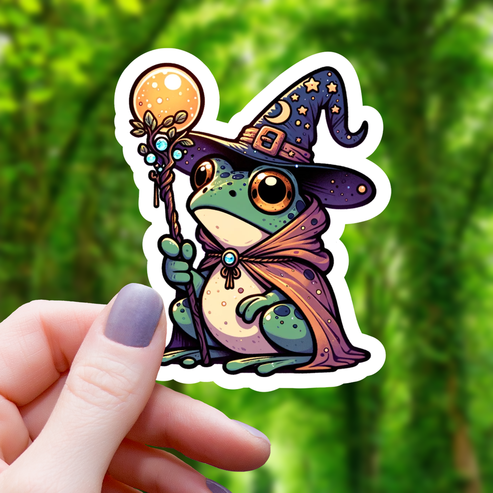 Vinyl Sticker - Frog Wizard With Hat