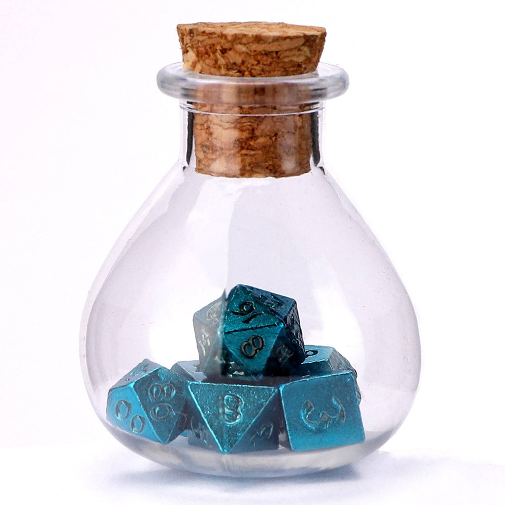 Mini Metal RPG Dice Set - Unseelie Bottle (Blue)