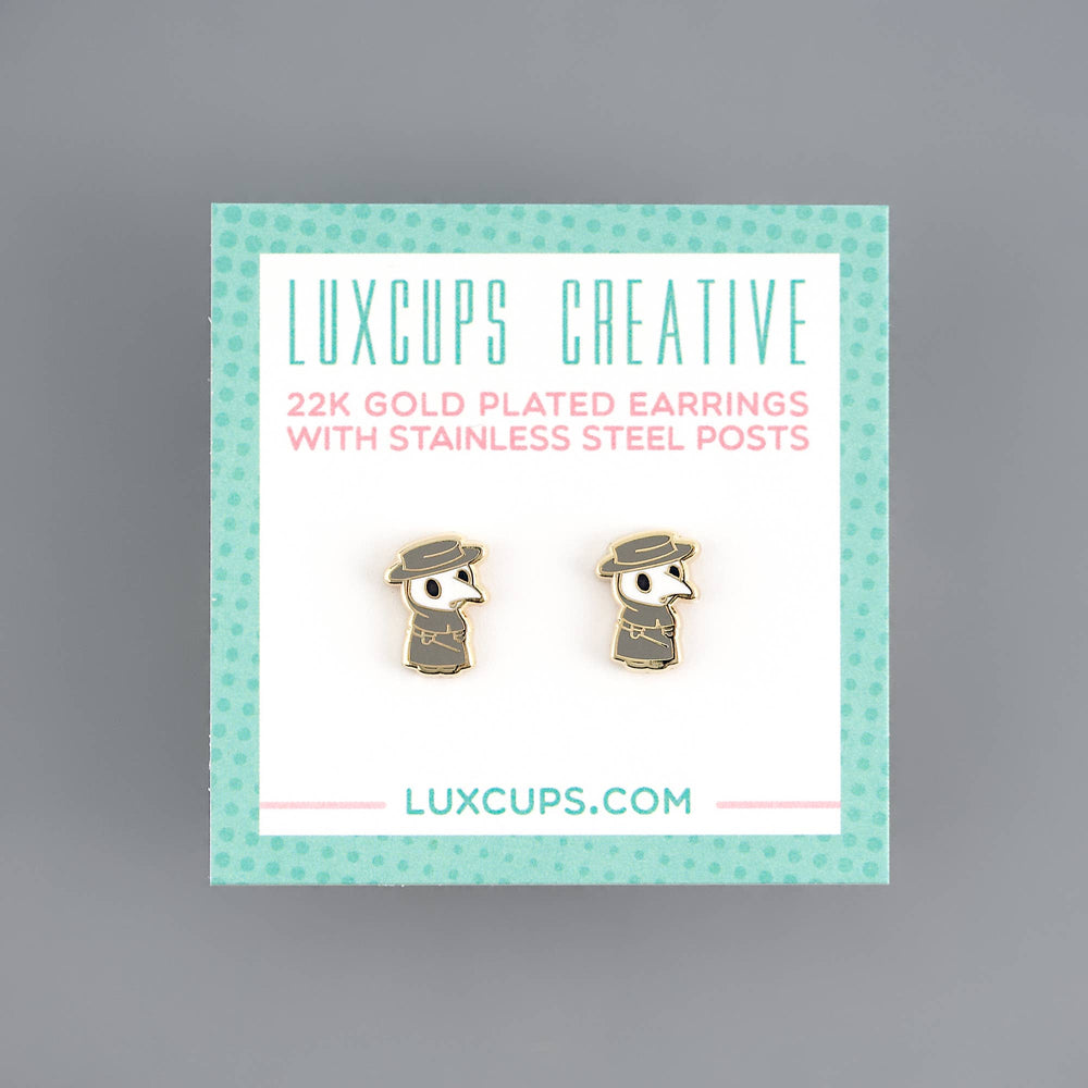 Enamel Earrings - Plague Doctor