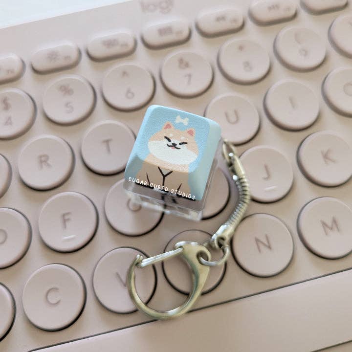 Fidget Keycap Keychain - Cream Shiba