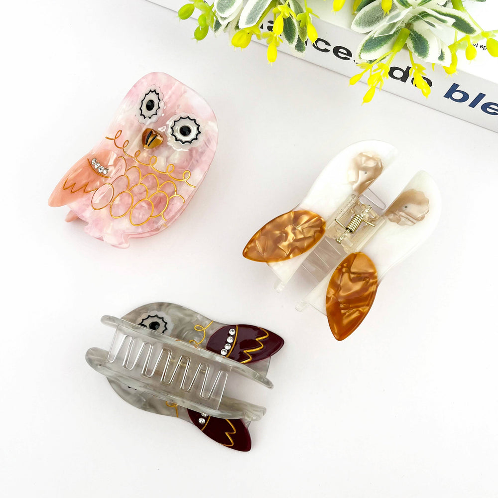 Hair Clip - Gray Owl