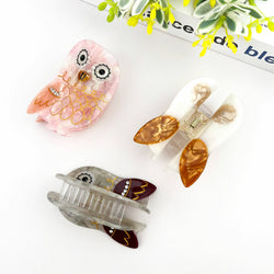 Hair Clip - Gray Owl