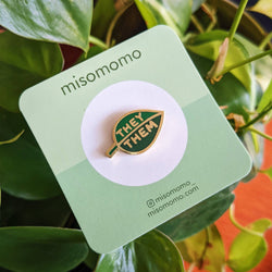 Enamel Pin - Pronoun Leaf (They/Them)