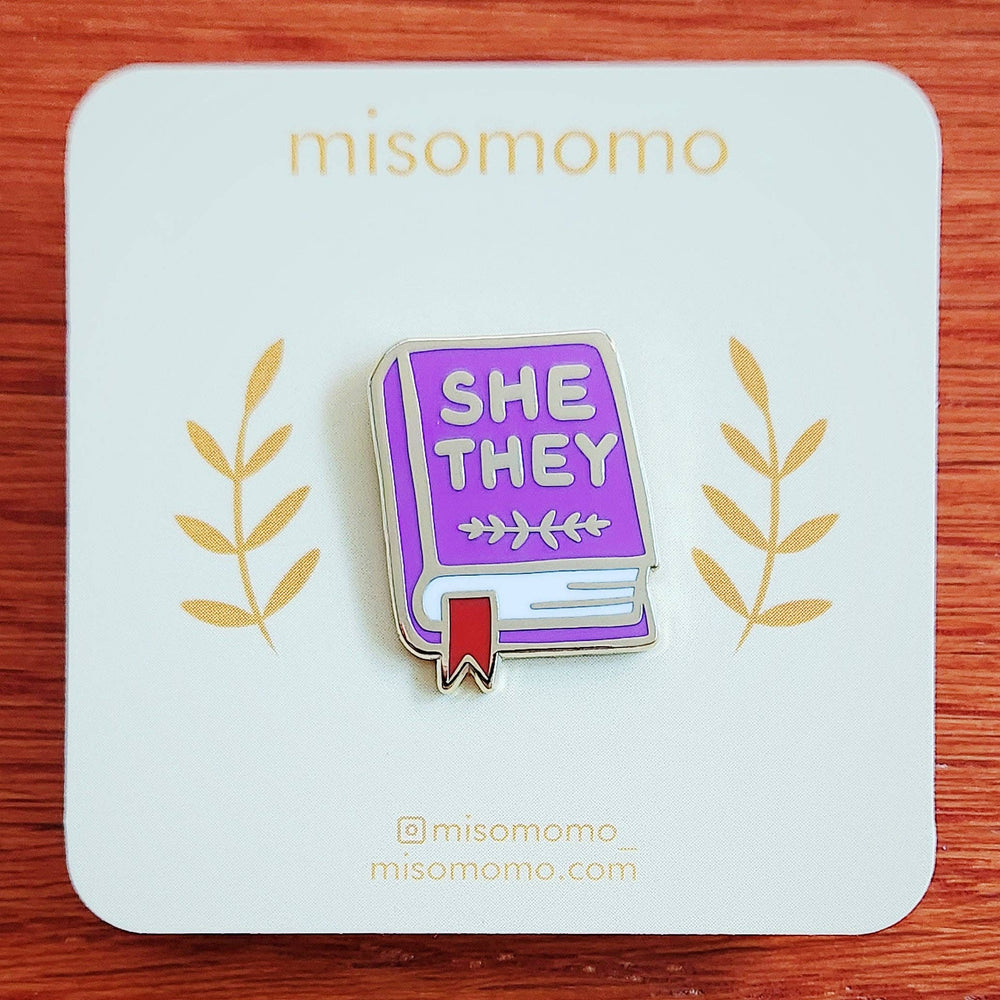 Enamel Pin - Pronoun Book (She/They)
