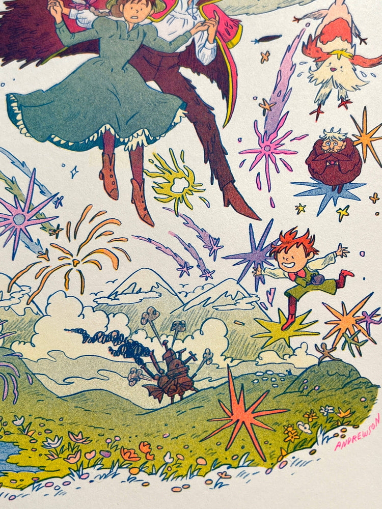 Riso Print - Howl's Moving Castle