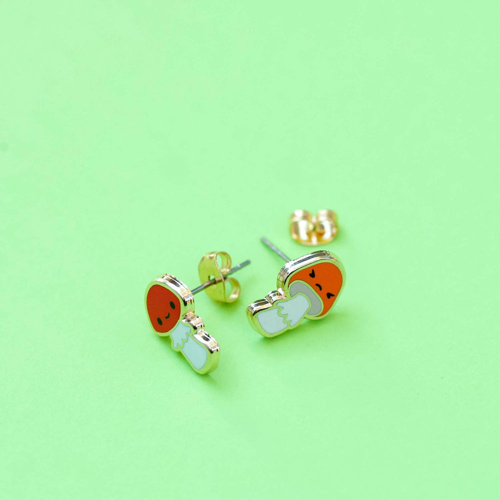 Enamel Earrings - Mushroom Friend