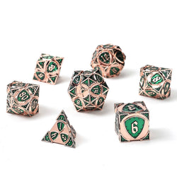 Metal RPG Dice Set - Fighter Class (Copper/Green)