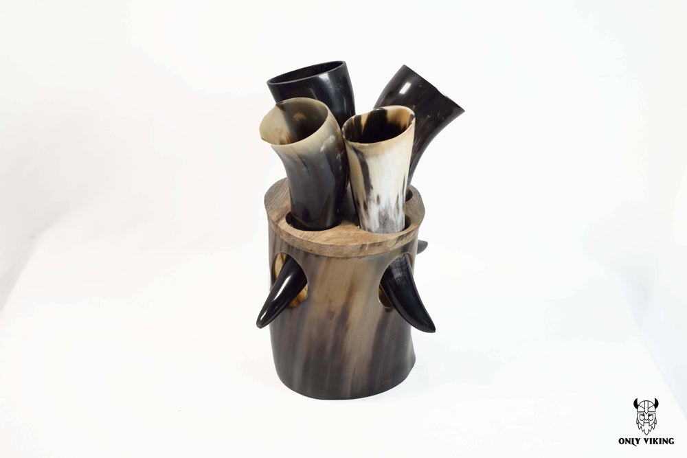 Drinking Horn Set with Stand