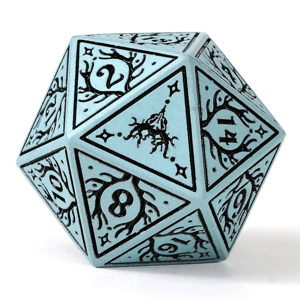 Metal RPG Dice Set - Druid Class (Pale Cyan w/Black)