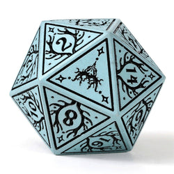 Metal RPG Dice Set - Druid Class (Pale Cyan w/Black)