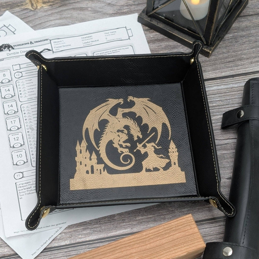 Vegan Leather Dice Tray - Dragon's Last Stand