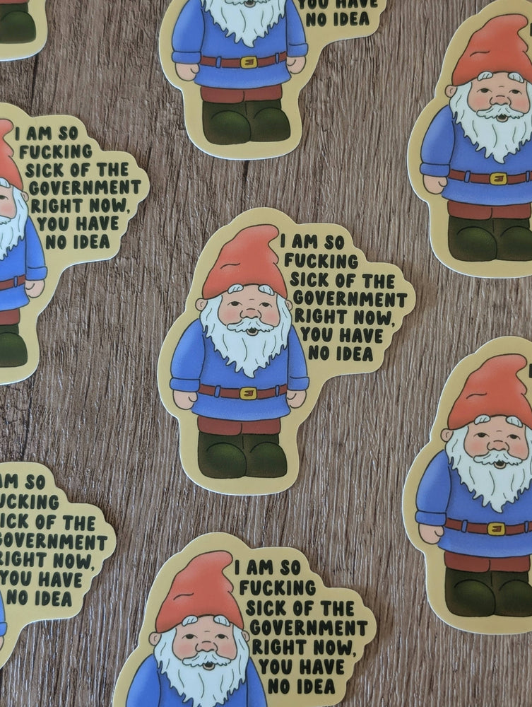 Vinyl Sticker - Gnome Mad at the Government