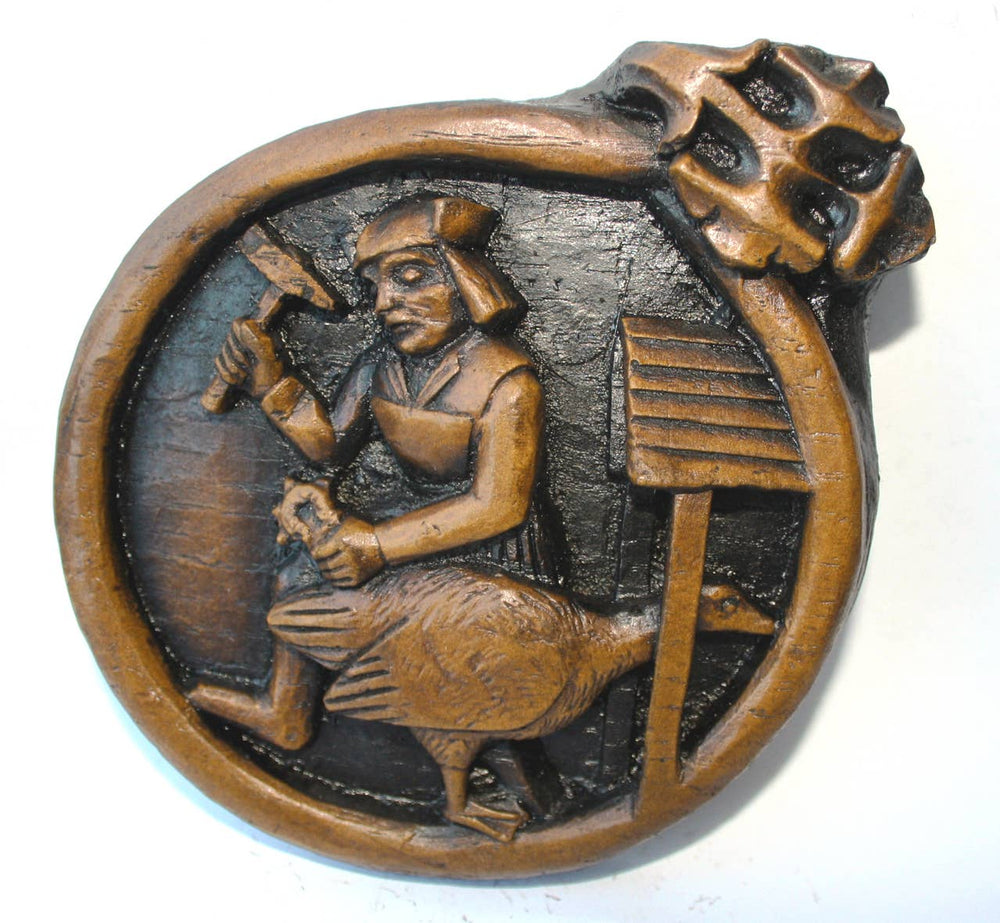 Reproduction Medieval Carving - Shoeing the Goose