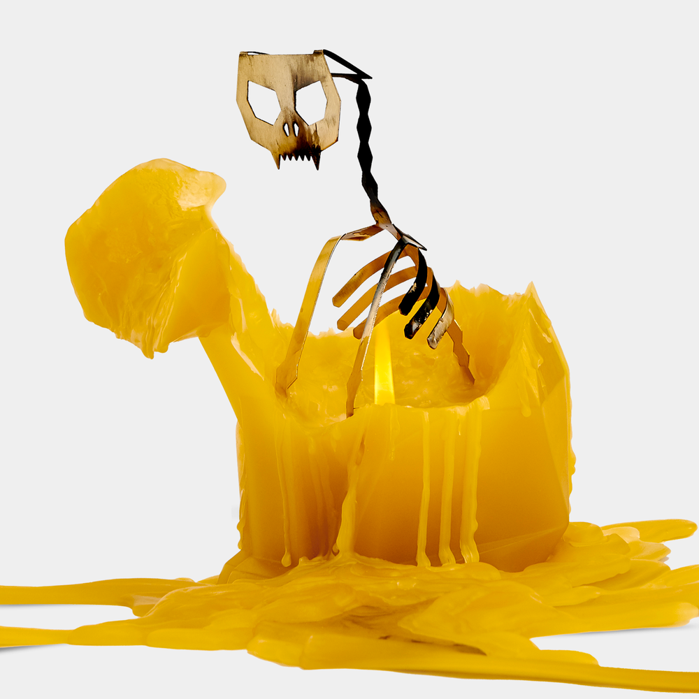 PyroPet Candle - Kisa Cat Skeleton (Mustard Yellow)